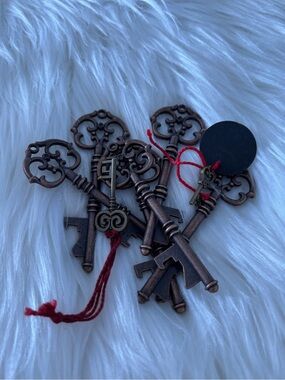 Antique-Style Decorative Skeleton Keys with Red Tassels